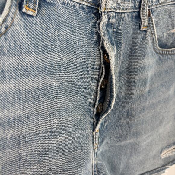 AGOLDE Blue Swapmeet Parker Long Distressed Denim Shorts - Picture 6 of 12